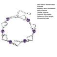 thumbnail image 7 of Hyasfey Women Bracelet Adjustable Shiny Rhinestone Inlaid Silver Plated Bright Luster Decorative Gift Ladies Hollow-out Heart Charm Bracelet Fashion Jewelry, 7 of 7