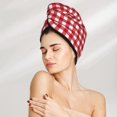 thumbnail image 2 of Yiaed Red Checkboard Print Hair Cap with Button,Coral Fleece Hair Towel Wrap for Women Wet Hair,Quick Dry Turban for Wet Hair Long Thick Hair, 2 of 5