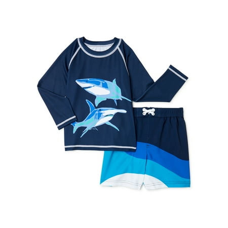 

Wonder Nation Toddler Boy Long Sleeve Rashguard Swim Set Sizes 12M-5T