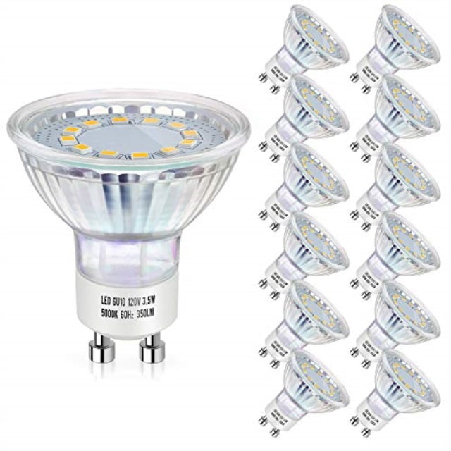12PCS LED GU10 Bulbs 50W Halogen Equivalent MR16 5000K 350 Lumens Daylight White 