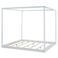 thumbnail image 5 of Bellemave King Size 4 Corners Post Canopy Floor Bed, Wood Low Profile Canopy Platform Bed with Wooden Slats Support, No Box Spring Needed（White）, 5 of 8