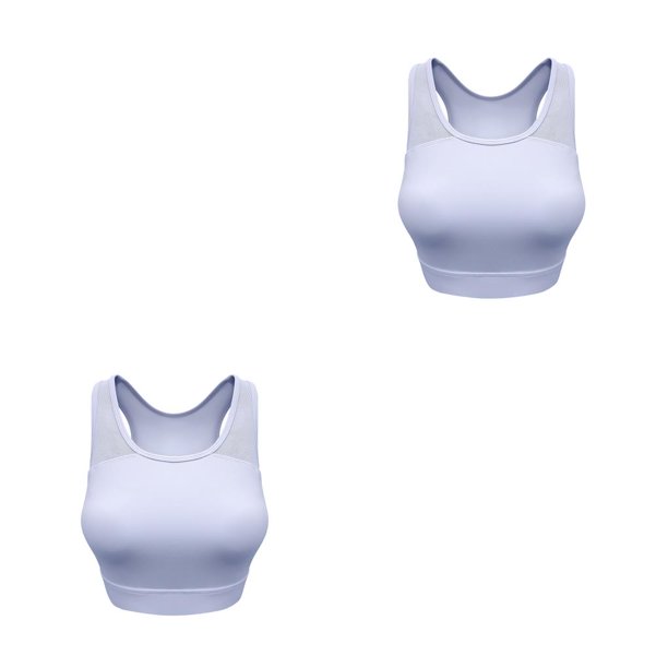 Wosthever Chaleco de malla Sujetador deportivo sin costuras Fitness Yoga Sujetador Ropa interior Camiseta Hombro Señora Cómodo Moda Púrpura 2piezas