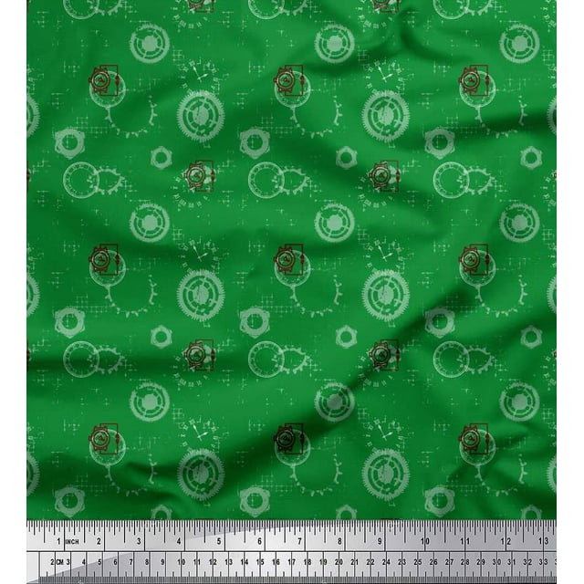 Soimoi Rayon Fabric Watches & Texture Printed Fabric 1 Yard 56 Inch Wide