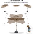 thumbnail image 3 of PURPLE LEAF 6' x 9' Patio Umbrella with Base Market Umbrella Rectangular Outdoor Umbrella with Push Button Tilt & Crank and 8 Ribs Aluminum Table Umbrella for Pool Backyard Beach, Taupe, 3 of 7