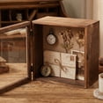 thumbnail image 3 of 11x11 Deep Shadow Box Frame, 4.5" Depth – Burnt Wood Display Case with Acrylic Door, Vintage Metal Corners. Holds Medals, Photos, Coins, Awards, Wedding & Military Keepsakes, 3 of 15