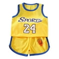 thumbnail image 3 of Kids Basketball Set for Boys Girls Summer Sports Mesh Vest Shorts Outfit Ages 1-11 Years Youth Athletic Team Scrimmage Tank Top, 5-6 Years, Yellow, 3 of 3