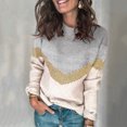 thumbnail image 4 of comerut Long Sleeve Knitted Sweater Loose Fit Knitwear Stripes Patchwork Warm Sweater Jumper Ladies Clothing, 4 of 8