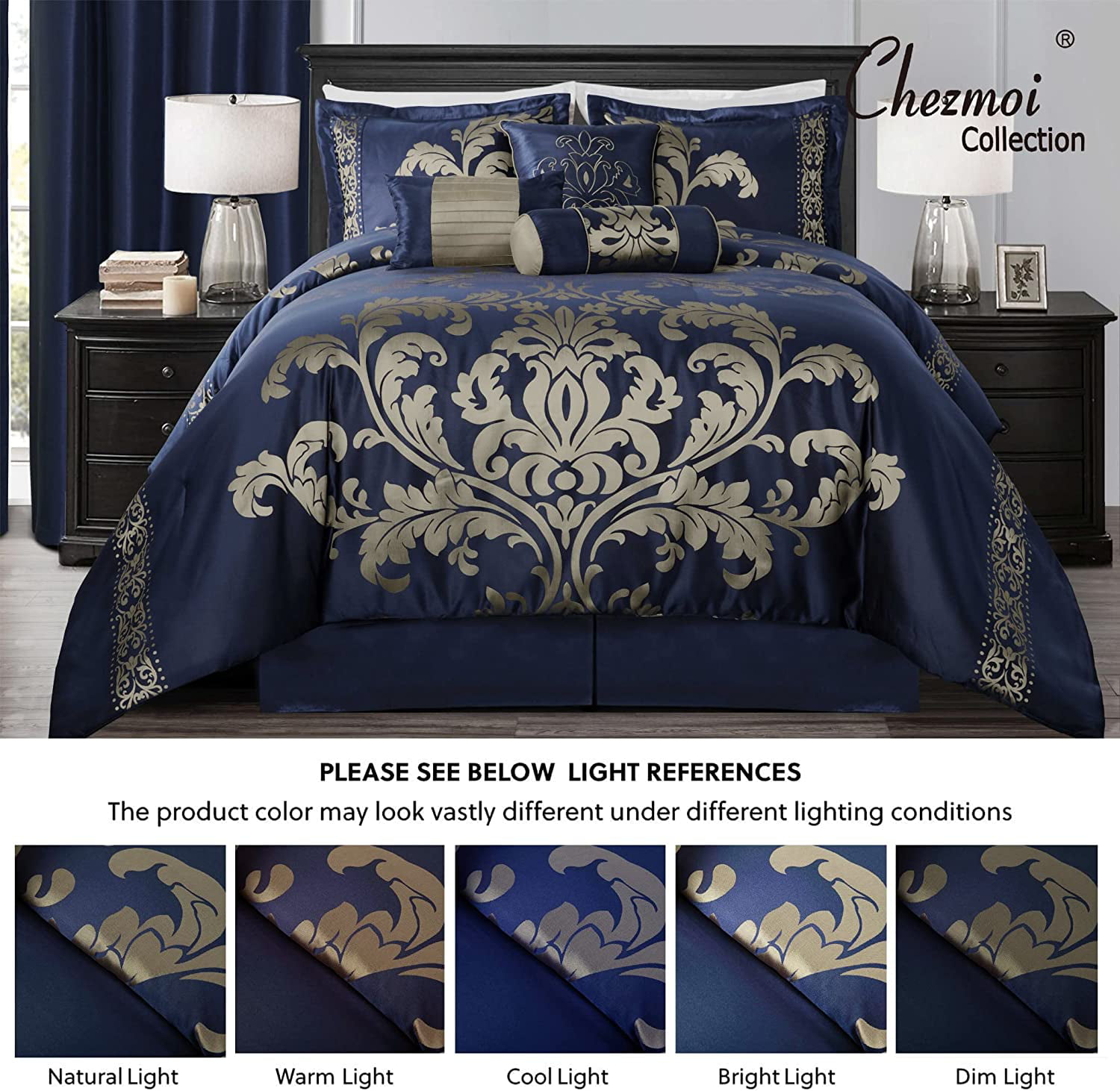 Chezmoi Collection Royal Luxury Jacquard Floral Comforter Set