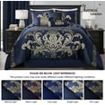 Chezmoi Collection Luxury Navy Gold Floral Jacquard King Size Comforter