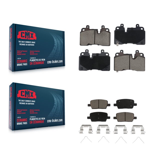 CMX Front Rear Ceramic Brake Pads Kit for Car 2019-2020 Cadillac CT6 with Heavy Duty Brakes 345mm Diameter Rotor KCX-100623
