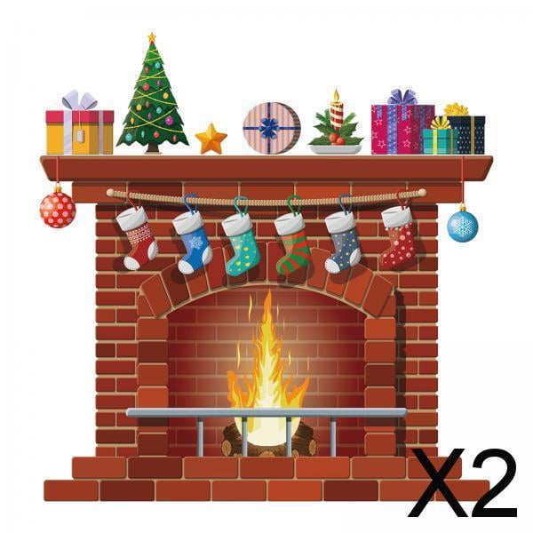 2 Piezas de Pegatina Navideña para Chimenea Soledad PVC Gran Tamaño