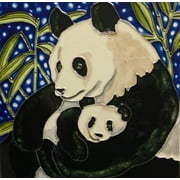 Continental Art Center BD-0417 8 by 8-Inch Panda Mother and a Baby Ceramic Art Tile