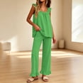 thumbnail image 3 of Lmueinov Womens Pajamas Set 2 Piece Ruffle Pajama Soft Tank Tops and Long Wide Pants Pocket Sleepwear Lounge Sets for Women Set Sleeveless, S-2XL, 3 of 8