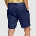 thumbnail image 4 of YUTK Men's Loose Fit Straight Leg Short Pants - Muscle Men's Casual Shorts Imitation Cotton and Linen Texture Shorts Solid Color Tied Five Quarter Pants Thin Men's Shorts Navy Xl, 4 of 6