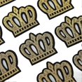 thumbnail image 1 of 10Pcs Crown Embroidered Patch Shading Blemishes Damage Golden DIY Crown Patch for Clothes Handbags Hats Pants, 1 of 3