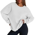 thumbnail image 2 of Women’s Fashion Crewneck Pullover Sweatshirt – Classic Long Sleeve Solid Color Casual Top Light Gray, 2 of 4