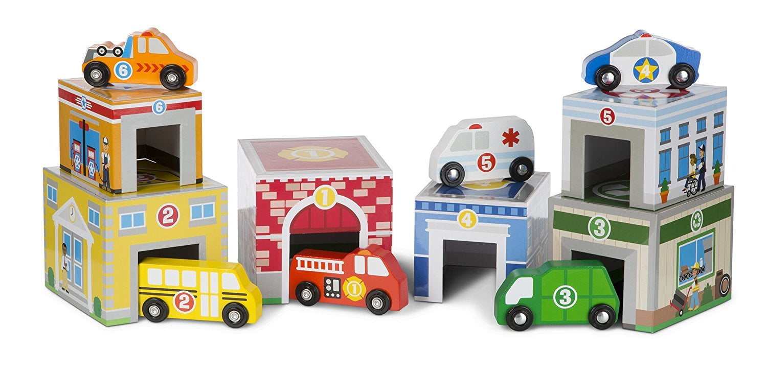 Melissa and Doug Nesting and Sorting Garages and Cars 14-Piece Play Set - Walmart.com - Walmart.com