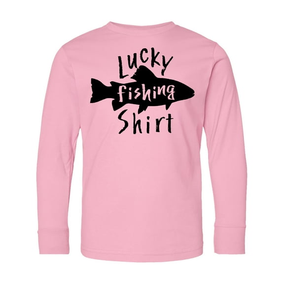 Inktastic Lucky Fishing Shirt Fish Long Sleeve Youth T-Shirt