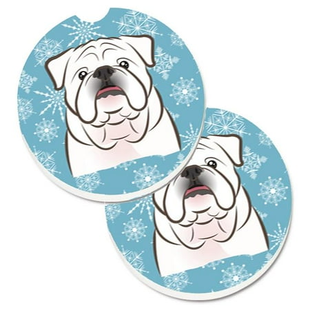 

Snowflake White English Bulldog Set of 2 Cup Holder Car Coaster