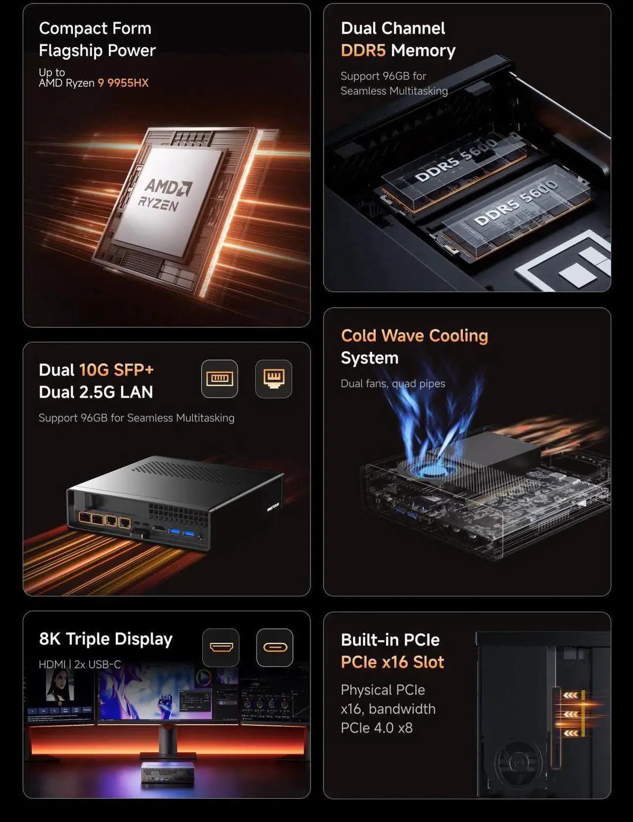 MINISFORUM MS-A2 Mini Workstation AMD Ryzen 9 9955HX(16C/32T, up