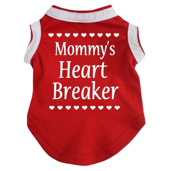 Petitebelle Mommy's Heart Breaker Puppy Dog Shirt (Red, Small)