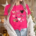 thumbnail image 5 of Njagoc3 Womens Pink Heart-Print Womens Short Sleeve T-Shirt - Graphic, Multi-Color, Casual & Valentine's, 5 of 6