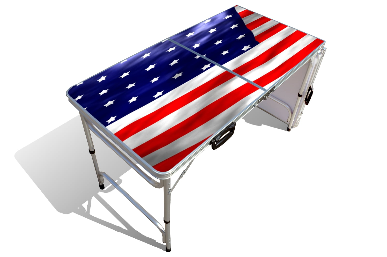 Portable Folding Table with USA Flag Graphic - Adjustable Length 8 ft or 4 ft Kids and Adult Party Table