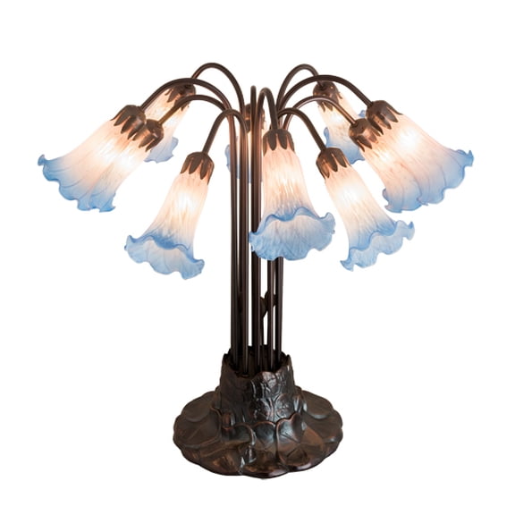 22"H Pink/Blue Pond Lily 10 LT Table Lamp
