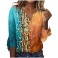 thumbnail image 2 of Ichuanyi liquidación de moda femenina de verano en v-neck 3/4 manga estampada de camiseta casual de camiseta ICHUANYI WER2023081603361, 2 of 5