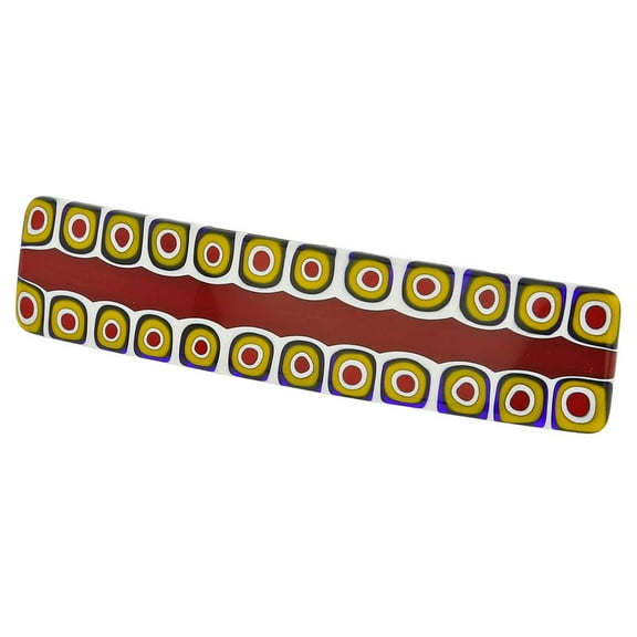 GlassOfVenice Murano Glass Millefiori Hair Clip - Maroon and Yellow