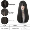 thumbnail image 5 of Peluca larga recta negra con diadema y flequillo para mujer Synthe JM, 5 of 5