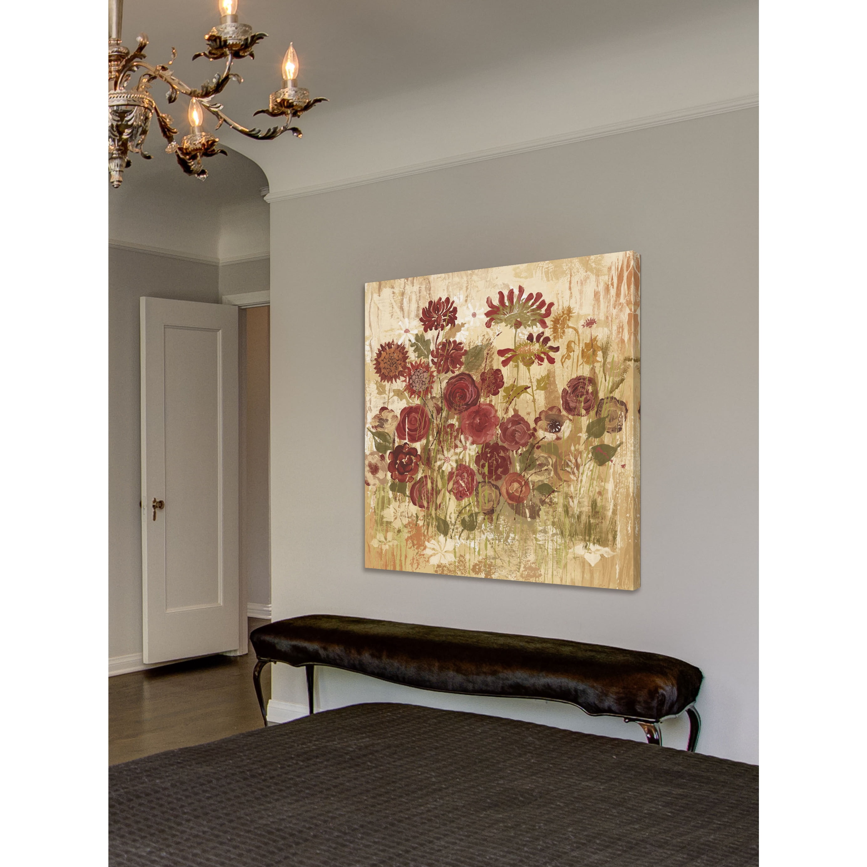 Marmont Hill "Floral Frenzy Burgundy VI" Painting Print on Canvas