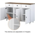 thumbnail image 4 of Catrimown Sideboard Buffet Cabinet, Mid-Century Kitchen Storage Cabinet with 3 Drawers & 3 Doors, Coffee Bar Cabinet with 3 Adjustable Shelves, White, 4 of 7