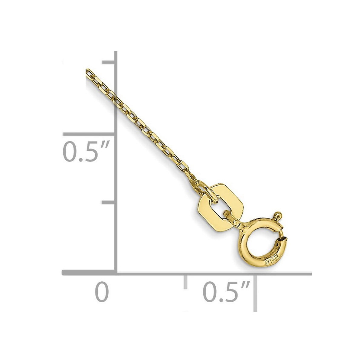 10k Solid Yellow Gold .8mm Sparkle-Cut Cable Chain Anklet 10 Inch Anklet for Women and Men