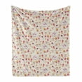 thumbnail image 1 of Vintage Soft Flannel Fleece Throw Blanket, Vintage Retro Antique Tea Cups and Teapots Art Pattern Image, Cozy Plush for Indoor and Outdoor Use, 60" x 80", Dark Coral Pale Pink, by Ambesonne, 1 of 6