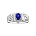 thumbnail image 1 of RYLOS Men's Rings Sterling Silver Classic 7X5MM Oval Gemstone & Diamond Ring Lapis September Birthstone Rings For Men Size 11, 1 of 7