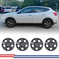 16" Hubcaps Compatible with 2008-2015 Nissan Rogue/Rogue Select,5 Spoke Style Wheel Rims Cover with Decoration Nuts Compatible with Steel Wheels,Set of 4,Black Matte