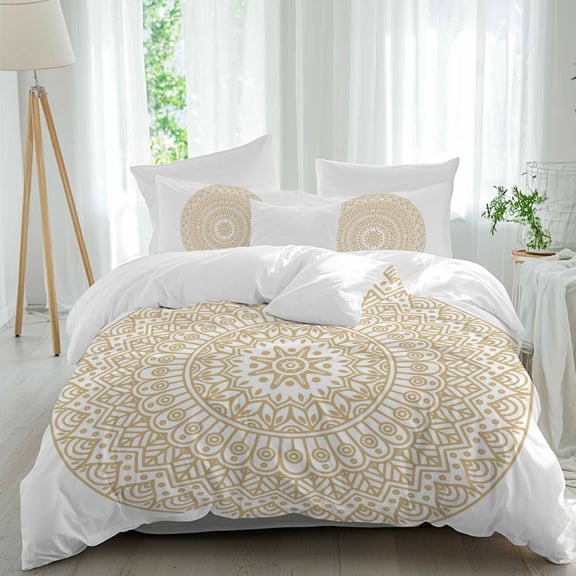 3 Piece Beige Boho Duvet Cover Set Queen Size,Microfiber Comforter/Quilt Cover with Corner Ties and 2 Pillowcases,Retro Farmhouse Ethnic Abstract Geometric Art All Season Bedding with Zipper Closure