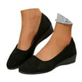 thumbnail image 3 of YLYL Women's Ballet Shoes Pointed Toe Wedge Heel Fashion Casual Slip on Business Office Work Shoes, 3 of 9