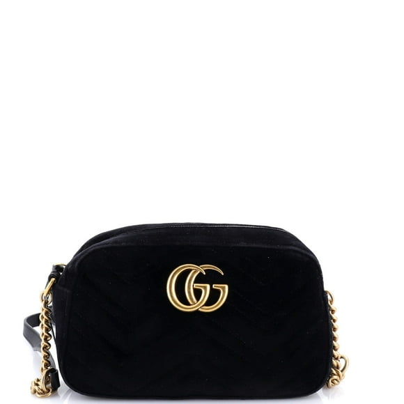 Pre-Owned GG Marmont Shoulder Bag Matelasse Velvet Small By Rebag