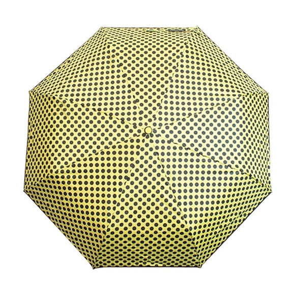 Sombrilla de Bolsillo Mecanismo Automático con Filtro UV Diseño de Puntitos Amarillo con Negro
