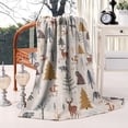 thumbnail image 2 of Beige Christmas Forest Animal Pattern Blanket,Comfortable Soft Flannel Throw Blanket,All Season,Warm Lightweight Blankets for Sofa Bed Couch Living Room Chair,60"x80", 2 of 4