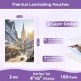 thumbnail image 2 of 100 Pack 3mil Thermal Laminating Pouches, 4.3 x 6.3 Inches for Photo Card Size, Ultra Clear Sheets, HeatSeal, Glossy, Students and Coworkers, 2 of 4