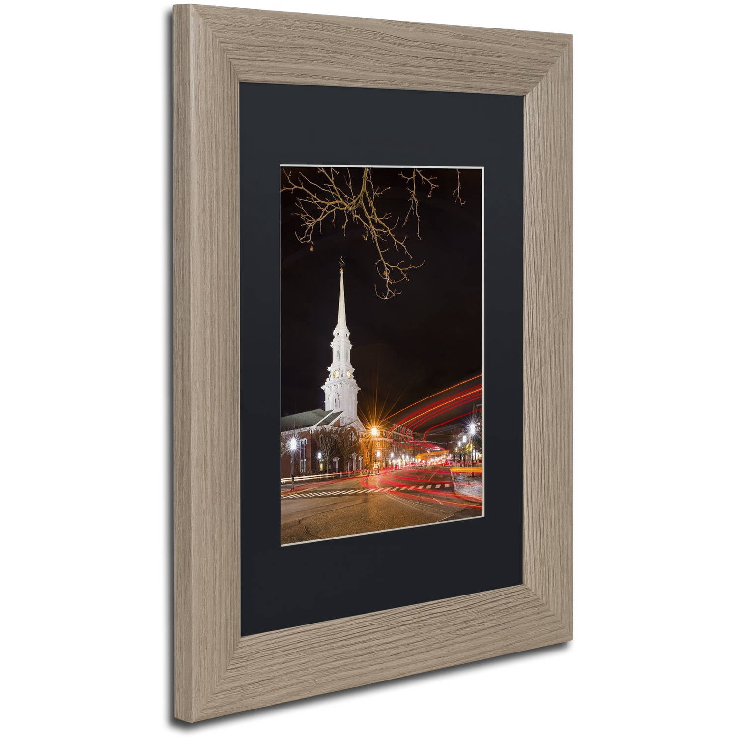Trademark Fine Art "Street Lights" Canvas Art by Michael Blanchette Photography Black Matte, Birch Frame