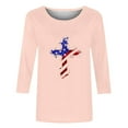 thumbnail image 5 of Sales Today Prime Womens Plus Size $5 Women's 2026 Summer Loose and Comfortable Independence Day Printed Round Neck Three-quarter Sleeve 3/4 Sleeve T-Shirt Top, Pink L, 5 of 5