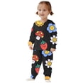 thumbnail image 2 of Girls Outfit Casual Pajama 2 Piece Cute Print Sleep Long Sleeve Top Pants Girls Spring Clothes,Black,Size 6 -7 Years, 2 of 3