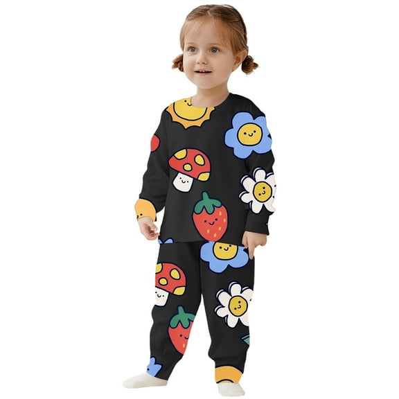 Girls 2 Piece Pajama Set Cute Print Sleepwear Soft Long Sleeve Top And Pants Matching Nightwear Outfit For Toddlers Kids Children 2 To 10 Years Old