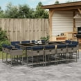thumbnail image 1 of vidaXL 13 Piece Garden Dining Set with Cushions Grey Poly Rattan, 1 of 5