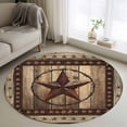 thumbnail image 2 of Western Farmhouse Large Area Rugs for Bedroom Living Room, Soft Non Slip Carpet Bedside Rug, Primitive Rustic Country Retro Texas Star Round Floor Cover Kitchen Accent Rug 4' for Dining Room/Office, 2 of 9