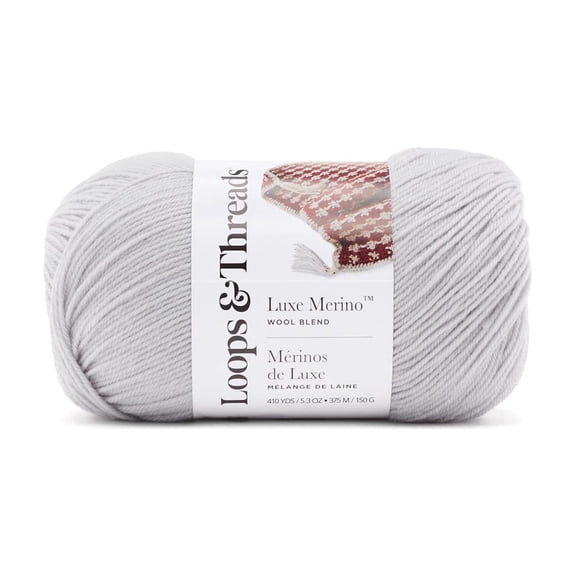 Luxe Merino Solid Yarn by Loops & Threads - Yarn for Knitting - Crochet - Weaving - and Arts & Crafts - Blue Dawn - Wool Blend - 5.3 oz